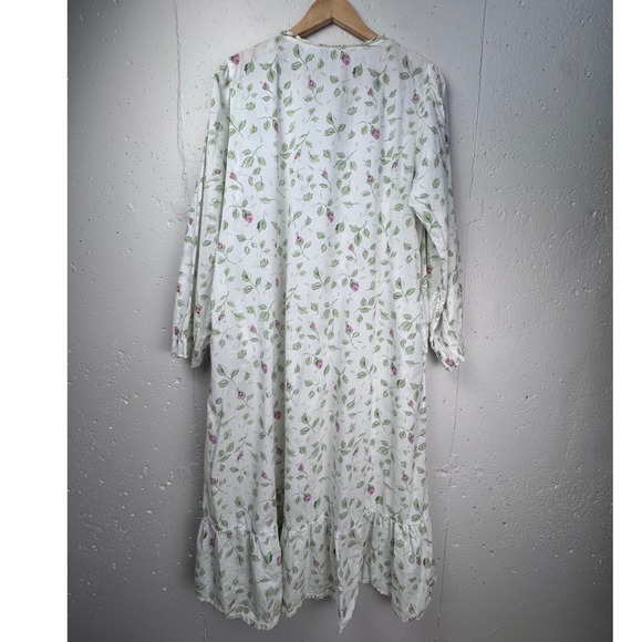La Cera Cotton Floral Nightgown Robe Set Med White Cottagecore Prairie Pintuck - Picture 5 of 13